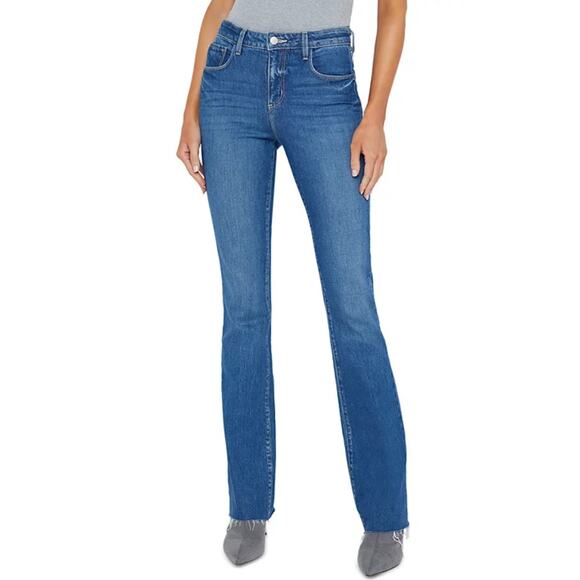 L'AGENCE JEANS WOMENS SIZE 29 RUTH HIGH RISE STRAIGHT RAW HEM STOCKTON BLUE NEW - Picture 1 of 14